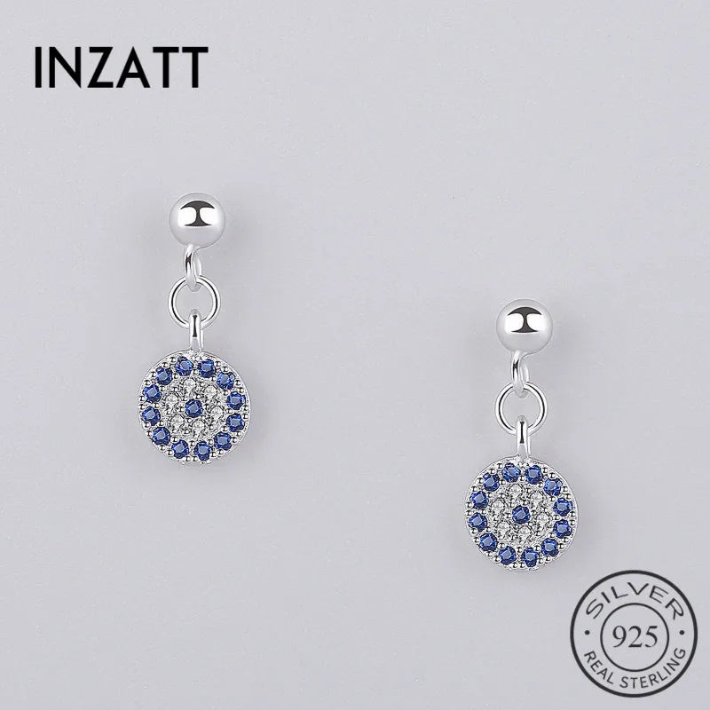 925 Silver Zircon Crystal Eyes Dangle Drop Earrings