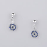 925 Silver Zircon Crystal Eyes Dangle Drop Earrings