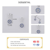 925 Silver Zircon Crystal Eyes Dangle Drop Earrings