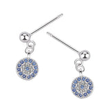 925 Silver Zircon Crystal Eyes Dangle Drop Earrings
