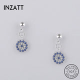925 Silver Zircon Crystal Eyes Dangle Drop Earrings
