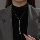 925 Silver Triangle Sweater Chain Necklace Women Fine Jewelry