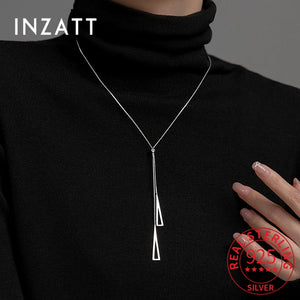925 Silver Triangle Sweater Chain Necklace Women Fine Jewelry
