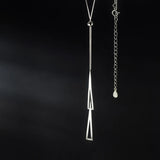 925 Silver Triangle Sweater Chain Necklace Women Fine Jewelry
