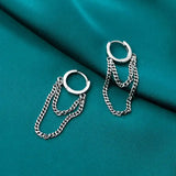 Real 925 Sterling Silver Tassel Hoop Earrings for Women Party Jewelry