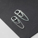 Real 925 Sterling Silver Tassel Hoop Earrings for Women Party Jewelry