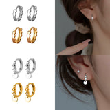 925 Silver Wave Star Round Flower Earrings