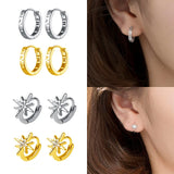 925 Silver Wave Star Round Flower Earrings