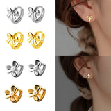925 Silver Wave Star Round Flower Earrings