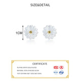 925 Silver Flower Plant Stud Earrings Bohemian Jewelry