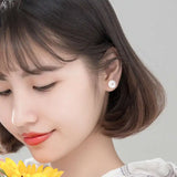 925 Silver Flower Plant Stud Earrings Bohemian Jewelry