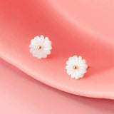 925 Silver Flower Plant Stud Earrings Bohemian Jewelry