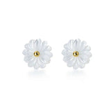 925 Silver Flower Plant Stud Earrings Bohemian Jewelry