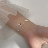 925 Silver Zicon Flower Bee Bracelet for Women Party Jewelry