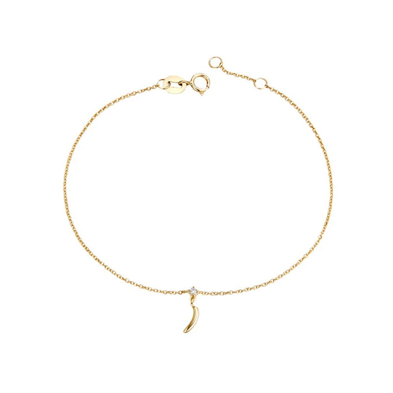 925 Sterling Silver Zircon 14K Chain Bracelet Punk Jewelry