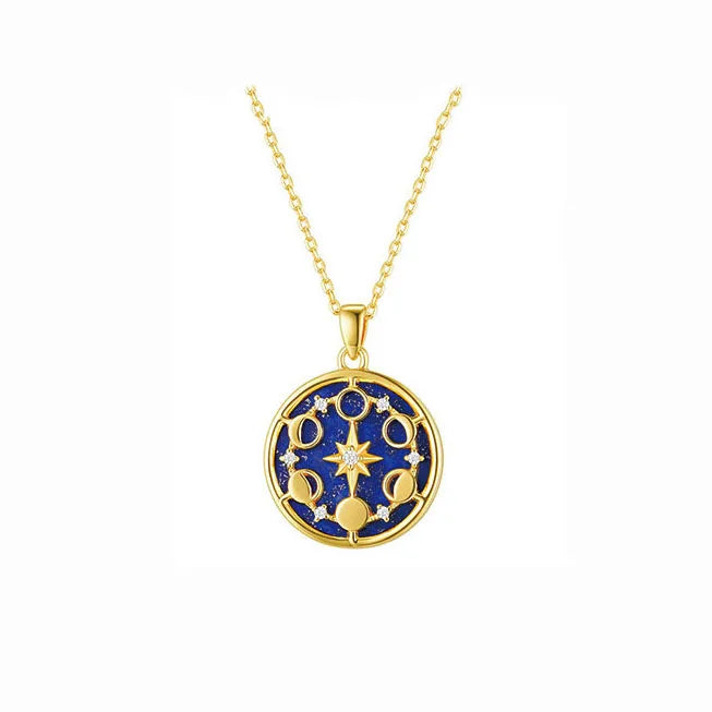 925 Silver Zircon Moon Phase Choker Necklace 18k