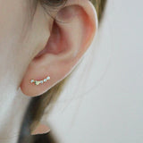 925 Sterling Silver Zircon Arc Heart Stud Earrings For Women
