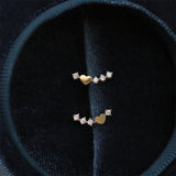 925 Sterling Silver Zircon Arc Heart Stud Earrings For Women