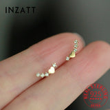 925 Sterling Silver Zircon Arc Heart Stud Earrings For Women