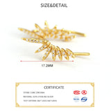 925 Silver Zircon Arc Stud Earrings Women Party Fine Jewelry