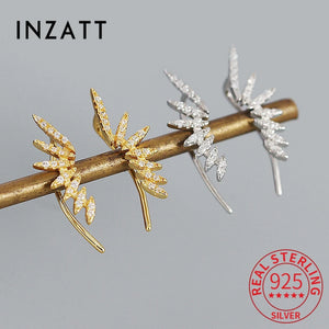 925 Silver Zircon Arc Stud Earrings Women Party Fine Jewelry