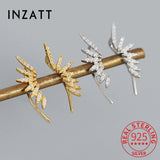 925 Silver Zircon Arc Stud Earrings Women Party Fine Jewelry