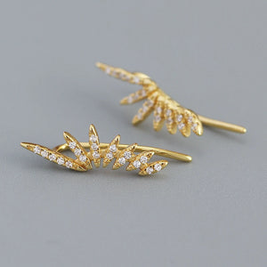 925 Silver Zircon Arc Stud Earrings Women Party Fine Jewelry