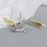 925 Silver Zircon Arc Stud Earrings Women Party Fine Jewelry