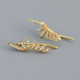 925 Silver Zircon Arc Stud Earrings Women Party Fine Jewelry