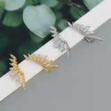 925 Silver Zircon Arc Stud Earrings Women Party Fine Jewelry