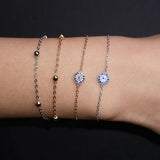 925 Silver Zircon Bead Round Bracelet Women Party Jewelry