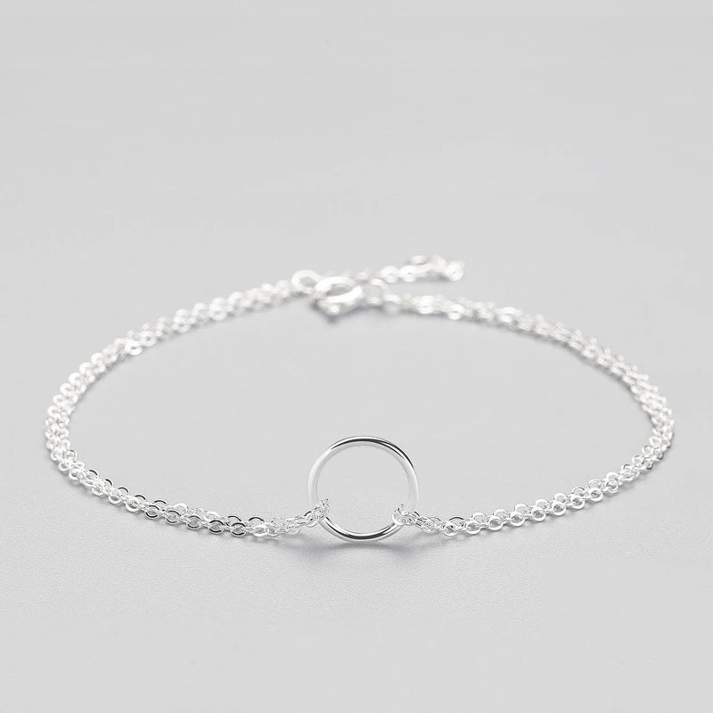 925 Silver Zircon Bead Round Bracelet Women Party Jewelry