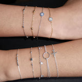 925 Silver Zircon Bead Round Bracelet Women Party Jewelry