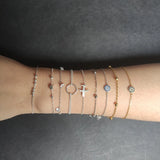 925 Silver Zircon Bead Round Bracelet Women Party Jewelry