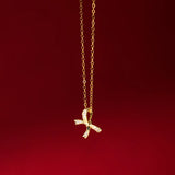 925 Silver Zircon Bowknot Choker Necklace Classic Fine Jewelry