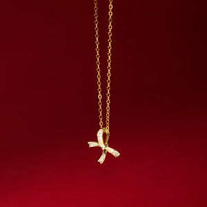 925 Silver Zircon Bowknot Choker Necklace Classic Fine Jewelry