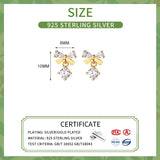 925 Silver Zircon Bowknot Stud Earrings Classic Geometric Jewelry