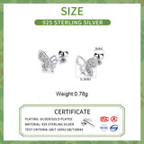 925 Silver Butterfly Stud Earrings Women Fine Jewelry