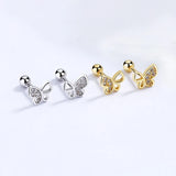 925 Silver Butterfly Stud Earrings Women Fine Jewelry