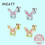 925 Silver Zircon Butterfly Stud Earrings Fine Jewelry