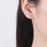925 Silver Butterfly Stud Earrings Women Fine Jewelry