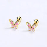 925 Silver Zircon Butterfly Stud Earrings Fine Jewelry
