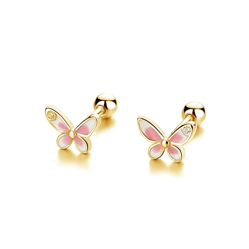 925 Silver Zircon Butterfly Stud Earrings Fine Jewelry