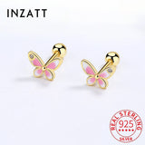 925 Silver Butterfly Stud Earrings Women Fine Jewelry