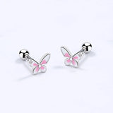 925 Silver Zircon Butterfly Stud Earrings Fine Jewelry