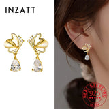 925 Sterling Silver Zircon Butterfly Stud Earrings for Women