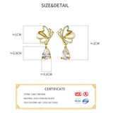 925 Sterling Silver Zircon Butterfly Stud Earrings for Women