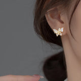 925 Sterling Silver Zircon Butterfly Stud Earrings Women Fine Jewelry
