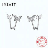 925 Silver Zircon Butterfly Stud Earrings Classic Jewelry Accessories