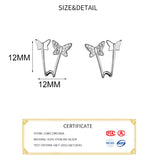 925 Silver Zircon Butterfly Stud Earrings Classic Jewelry Accessories